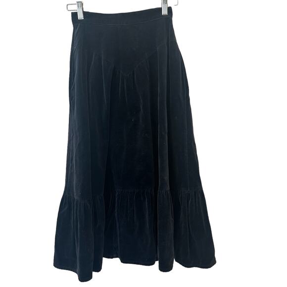 Vintage Gunne Sax Blue Velvet Boho Cottage Core Peasant Hippie Maxi Skirt XS - Picture 3 of 12